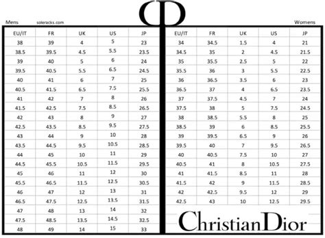 dior size chart shoes|christian dior size chart women.